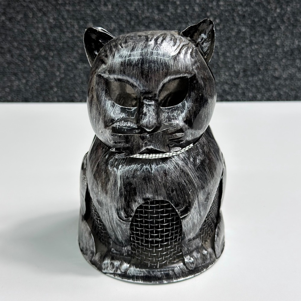Vintage Black Cat Tea Light Candle Holder Lantern Hong Kong Halloween Gothic